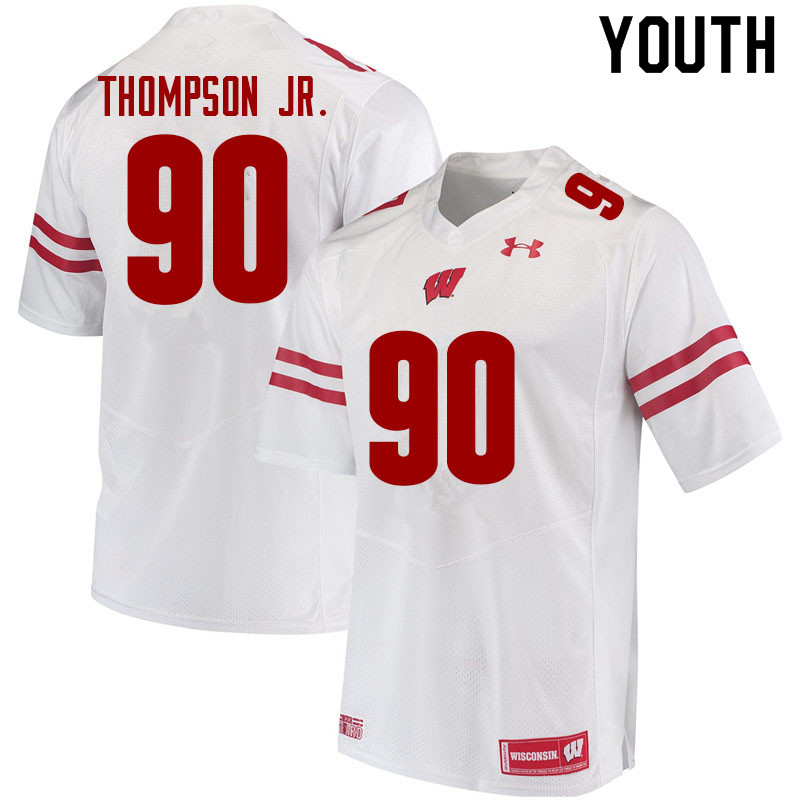 Wisconsin Badgers Youth #90 James Thompson Jr. NCAA Under Armour Authentic White College Stitched Football Jersey GJ40X81OC